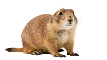 Fototapeta premium Isolated prairie dog, cute North American rodent standing with alert expression
