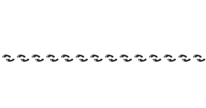 Animated running footprints moving horizontally across screen. Transparent background perfect for video overlays, lower thirds, and motion graphics.