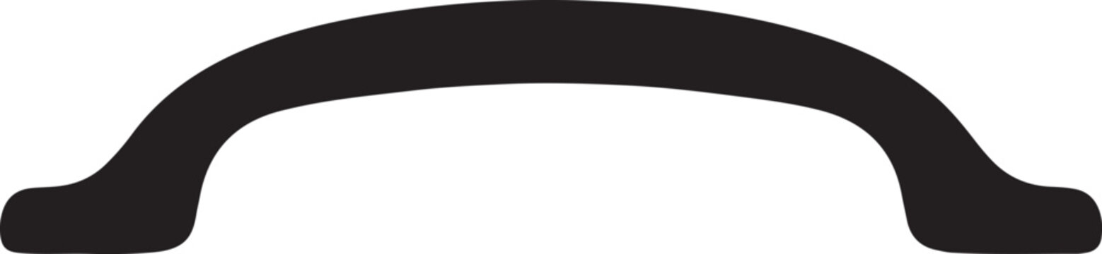 Classic side loop pot handle silhouette in silhouette on white background.