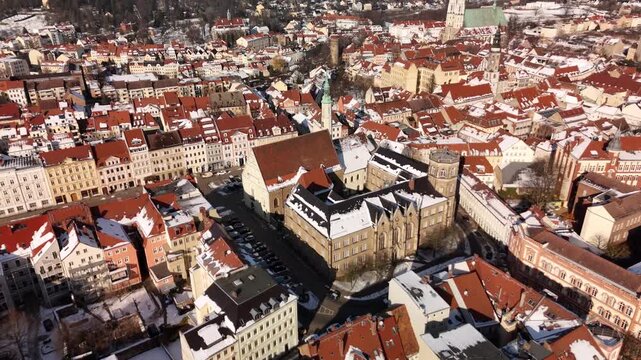 Aerial View of Historic Old Town of G&ouml;rlitz in Winter, Germany