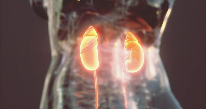 This visual representation shows the anatomy of the human kidneys, outlining their shape and position in the body while emphasizing their critical function in filtration.