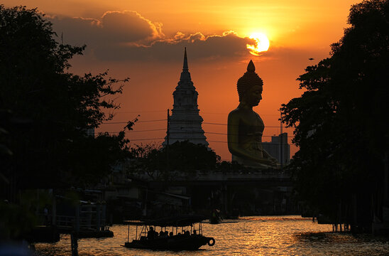 A large statue of Buddha at Wat Pak Nam Phasi Charoen, Bangkok, Thailand, taken on February 20, 2026.