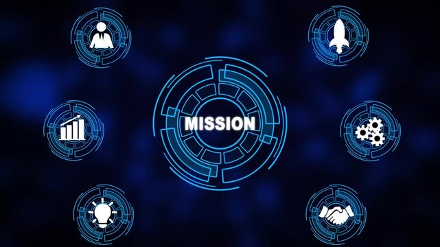 Mission. Business, Technology, Internet and network concept. Digital technology background.