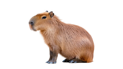 Fototapeta premium Isolated capybara, the world's largest rodent, standing gracefully with a calm expression