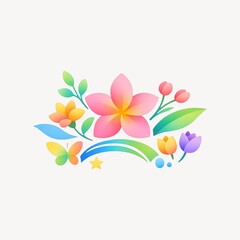 Fototapeta premium Vibrant floral design with butterflies.