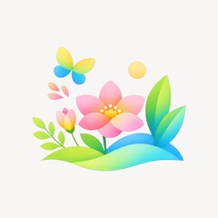 Fototapeta premium Colorful floral nature illustration