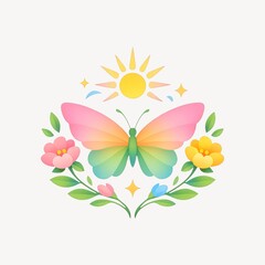 Fototapeta premium Colorful butterfly with flowers