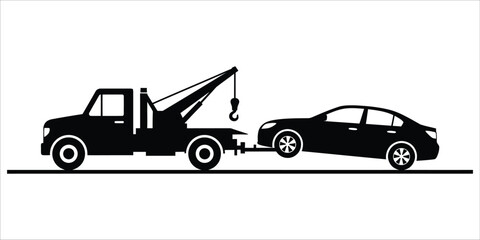 Naklejka premium Tow truck towing a damaged car