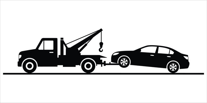Tow truck towing a damaged car