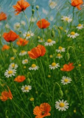 Fototapeta premium Vibrant floral meadow wallpaper