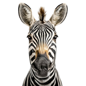 Close-up of a zebra's face isolated PNG with Transparent Background