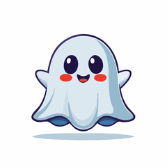 Obraz premium A cute cartoon ghost with big eyes and rosy cheeks is smiling