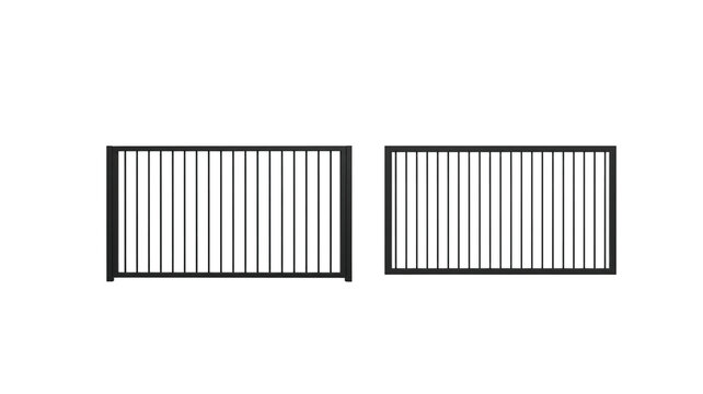 Metal safety fence isolated on white background, barrier protection structure.
