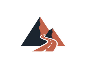 Fototapeta premium Road path through mountains vector illustration on black background