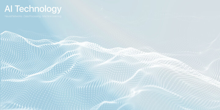 ai white dot abstract technology background with soft gradient waves