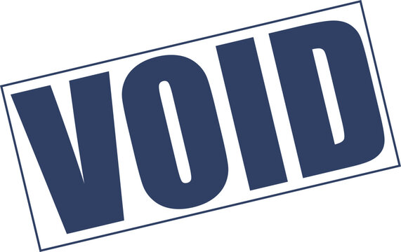 Bold Blue Void Stamp with Oblique Text on White Background