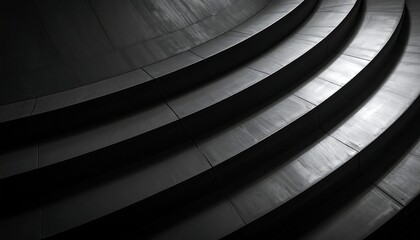 Fototapeta premium Abstract architectural detail of curved steps in monochrome.