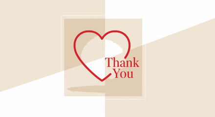 Thank You Heart Graphic - Red Outline Heart Icon with Text