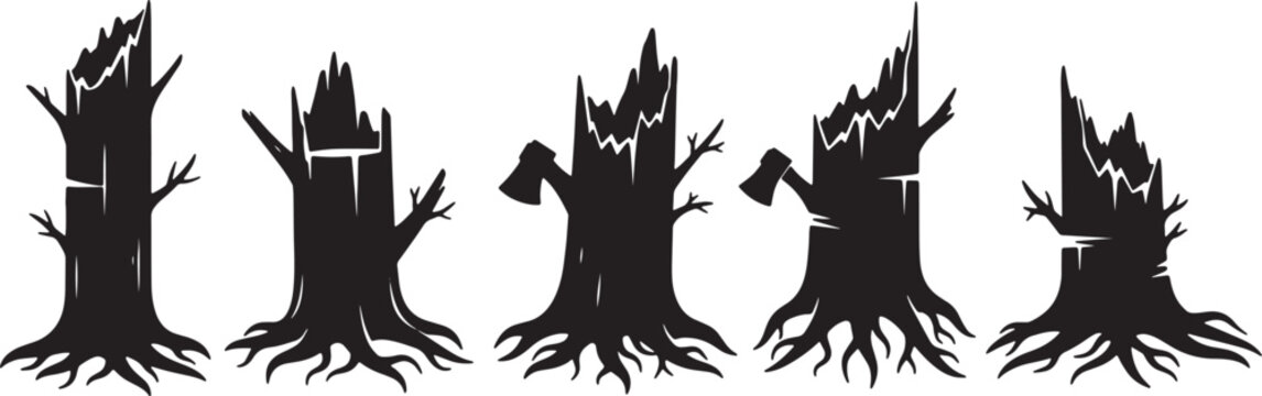 Old Tree Stump Elements for Deforested Landscapes