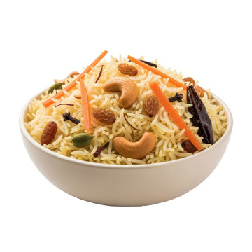 Delicious Cashew Pulao Rice Bowl with Spices and Vegetables