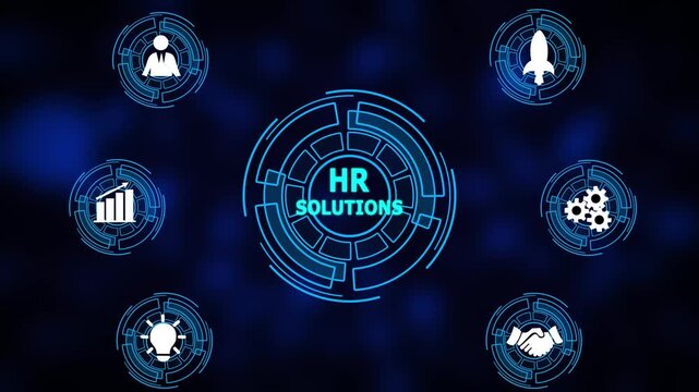 HR Solutions  . Business, Technology, Internet and network concept. Digital technology background.
