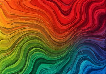 Fototapeta premium A vibrant and colorful abstract painting with wavy rainbow patterns