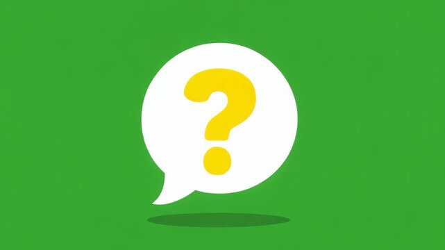 Yellow Question Mark in White Speech Bubble Animation on Green Screen