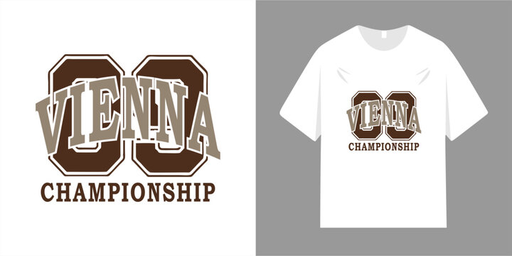 Vintage typography t-shirt design, championship slogan, print with dot pattern, numbers and European city text for graphic t-shirt, t-shirt or hoodie