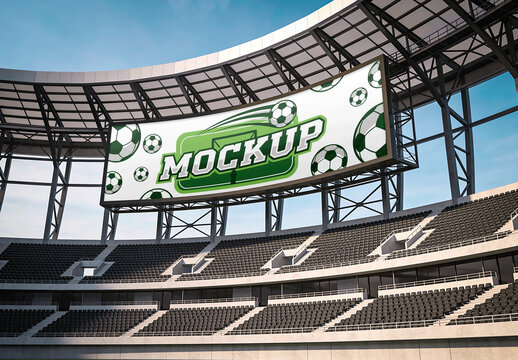 A Stadium Jumbotron Screen Billboard Mockup