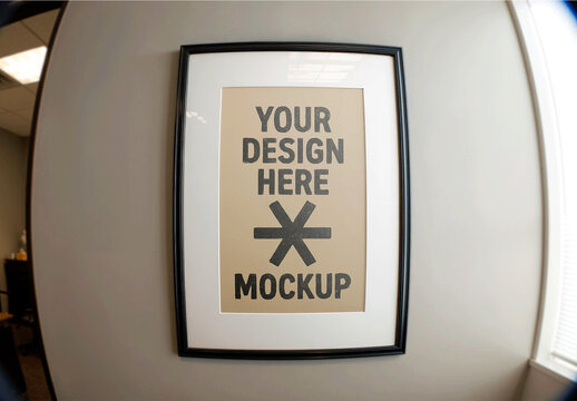 Frame Mockup On An Office Wall