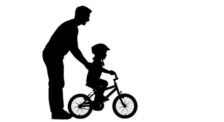 Obraz premium Father Assisting Child on Bicycle.
