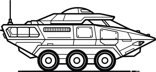 Futuristic armored vehicle with advanced wheels and dome roof © mhk365