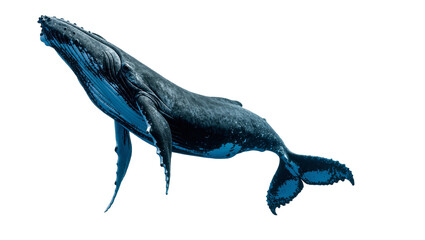 Isolated Majestic humpback whale swimming gracefully showing powerful flippers and textured skin © Ari