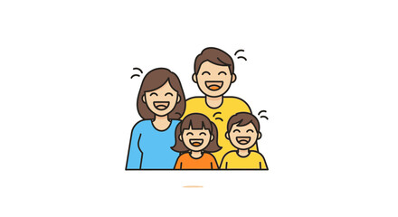 Obraz premium Happy Cartoon Family Portrait with Children.
