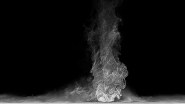 White Wispy Tornado Smoke moving slowly right and left Looping perfectly on a black background