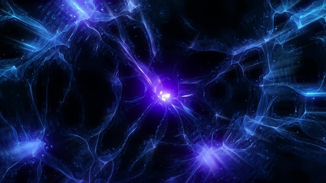 Glowing Neural Energy Waves &ndash; Futuristic Blue Purple Abstract Technology Background 4K