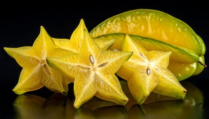 Fototapeta premium Vibrant Starfruit Display - A Delicious Tropical Fruit Showcase.