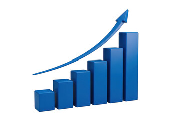 Growing bar chart illustrating upward financial or performance trends isolated on transparent background png,PNG