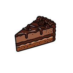 [Vector EPS]A delicious slice of chocolate cake with multiple layers and chocolate drizzle
