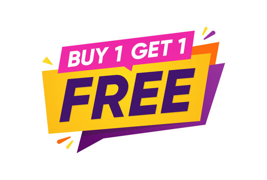 Buy 1 Get 1 Free Sale Banner Discount Promotion Label Colorful Marketing Offer Vector