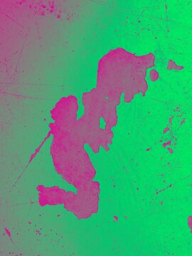 Neon punk purple green Distressed weathered gray concrete pealing white paint, scratches exposing industrial texture background