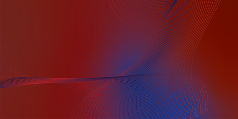 Fototapeta premium DarkRed and navy luminous wave ribbons streaming through a deep shadowy backdrop with scattered micro sparkles, futuristic tech atmosphere, vector illustration
