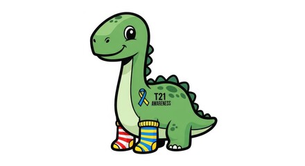 Fototapeta premium a green dinosaur with a blue ribbon on its side and colorful cups green dinosaur blue ribbon colorfu