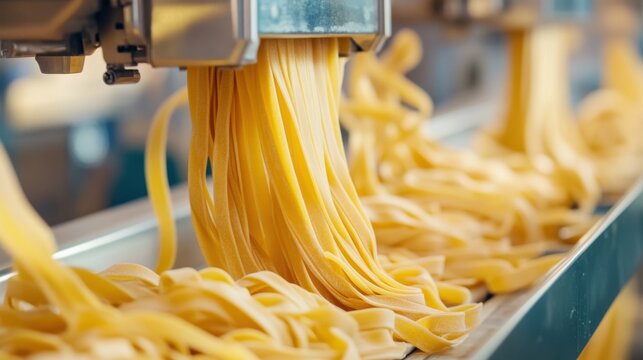 Automated Pasta Cutter Slicing Long Fresh Pasta Sheets
