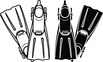 A black and white illustration of four flippers in different shades and orientations © mhk365