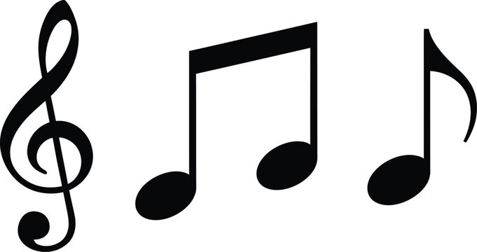 Musical notes symbol treble clef and eighth notes on staff