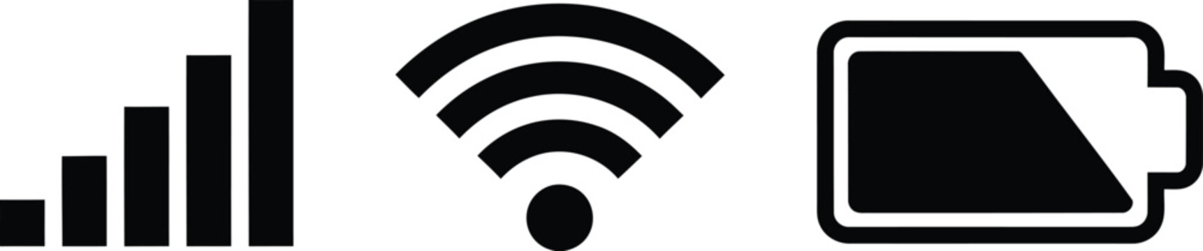 Signal strength wifi connectivity and battery level icons
