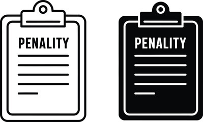 Fototapeta premium Two clipboards with penalty documents black and white line art illustration