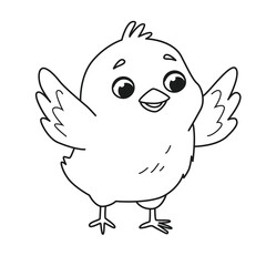 Obraz premium Cute little chick - coloring book element. Illustration on a transparent background