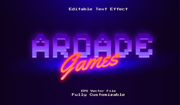 Retro Arcade Games Logo Title Text Effect